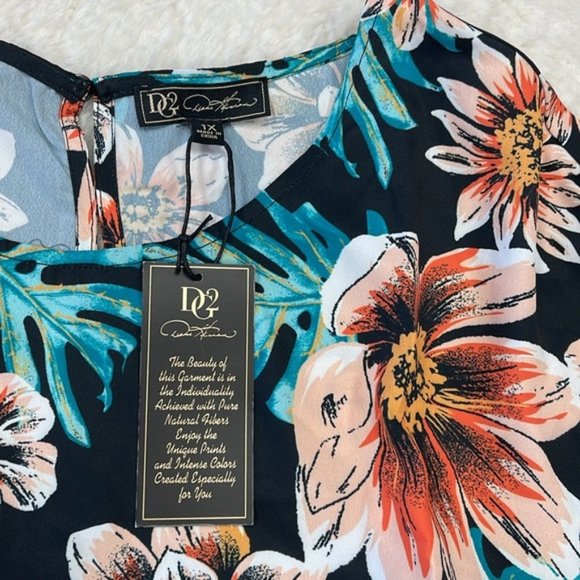 DG2 by Diane Gilman Women's Floral Ruffle Sleeve Blouse - Picture 6 of 7